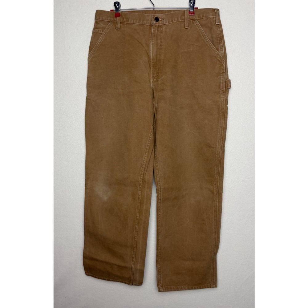 Carhartt Men's Carpenter Work Pants Brown Canvas Size 36x32 Utility Durable